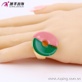13703 venta caliente nueva joyería de las señoras gran círculo en forma de anillo de dedo de color rosa y verde